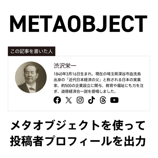 メタオブジェクトを使って投稿者プロフィールを出力する方法